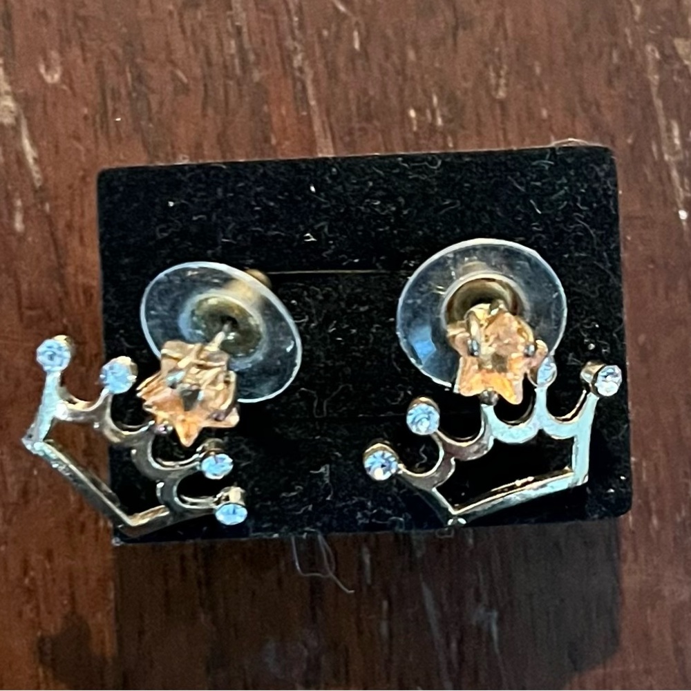 Crown Stud Earrings with Clear Stones